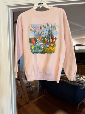 Vintage, Disney Pink Crewneck Sweatshirt with Mickey Tag, size S